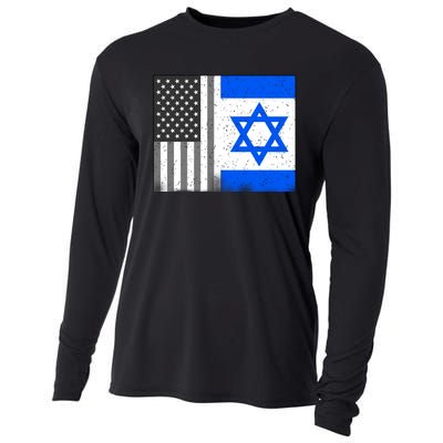 Israeli American Flag Pride Israel USA Cooling Performance Long Sleeve Crew