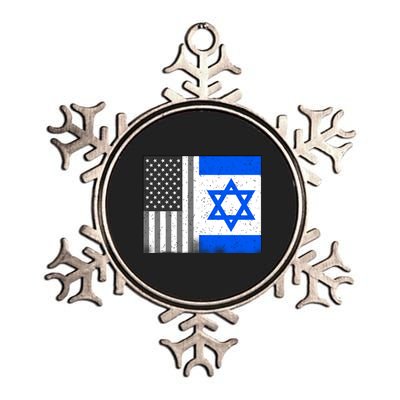 Israeli American Flag Pride Israel USA Metallic Star Ornament