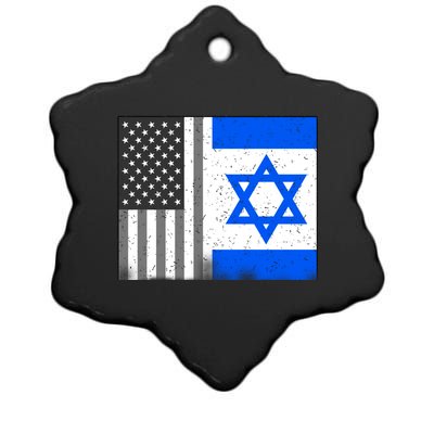 Israeli American Flag Pride Israel USA Ceramic Star Ornament