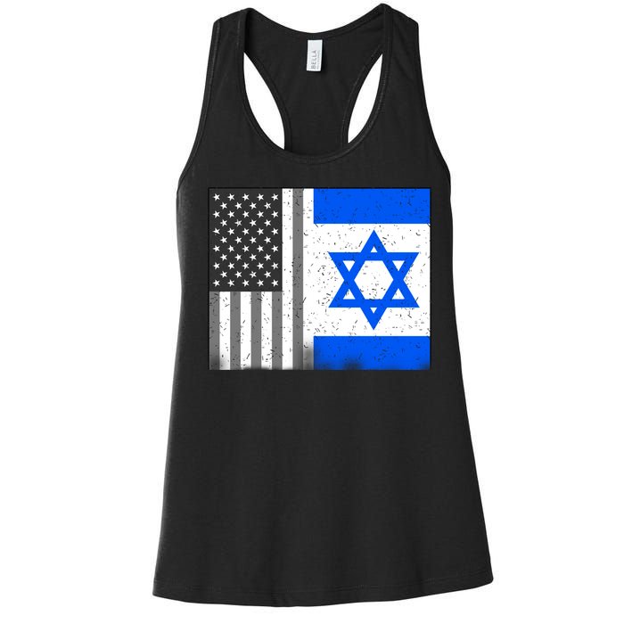 Israeli American Flag Pride Israel USA Women's Racerback Tank