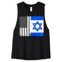 Israeli American Flag Pride Israel USA Women's Racerback Cropped Tank