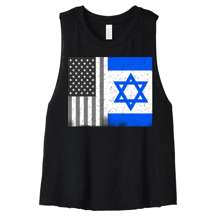 Israeli American Flag Pride Israel USA Women's Racerback Cropped Tank