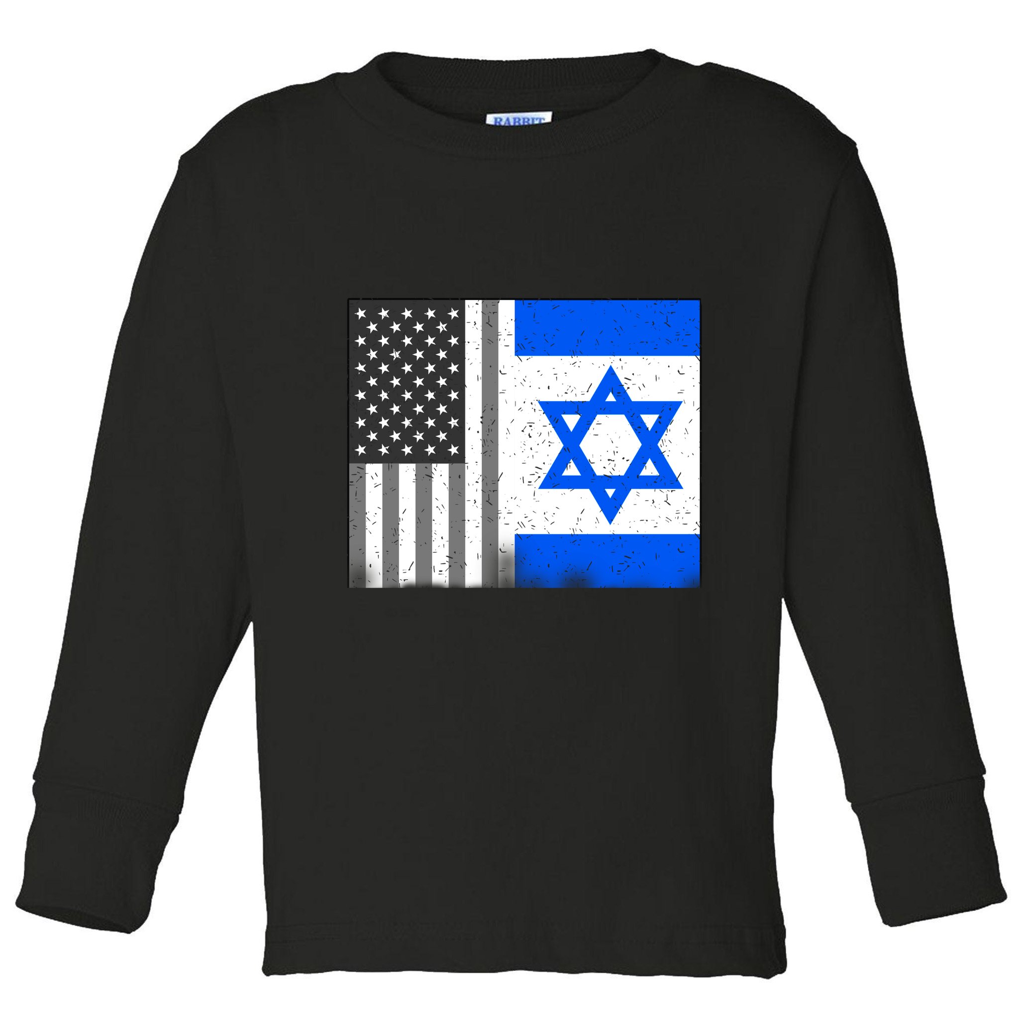 Israeli American Flag Pride Israel USA Toddler Long Sleeve Shirt