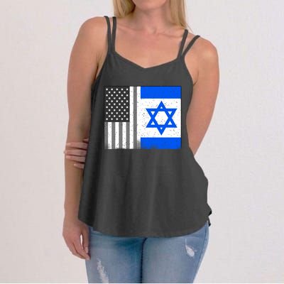 Israeli American Flag Pride Israel USA Women's Strappy Tank