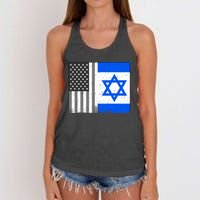 Israeli American Flag Pride Israel USA Women's Knotted Racerback Tank