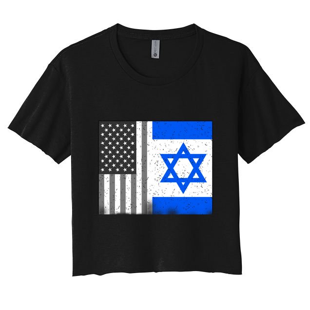 Israeli American Flag Pride Israel USA Crop Top