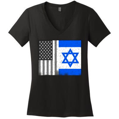 Israeli American Flag Pride Israel USA Women's V-Neck T-Shirt