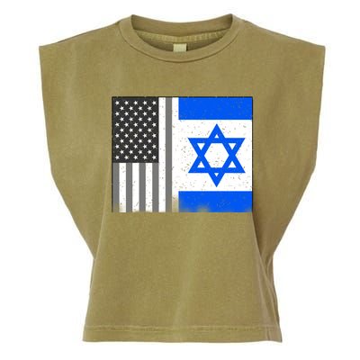 Israeli American Flag Pride Israel USA Garment-Dyed Women's Muscle Tee