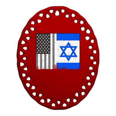 Israeli American Flag Pride Israel USA Ceramic Oval Ornament