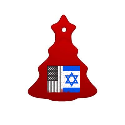 Israeli American Flag Pride Israel USA Ceramic Tree Ornament