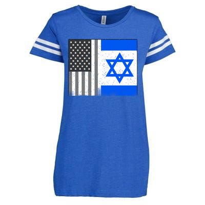 Israeli American Flag Pride Israel USA Enza Ladies Jersey Football T-Shirt