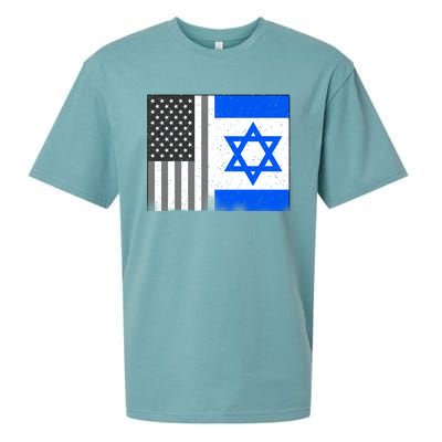 Israeli American Flag Pride Israel USA Sueded Cloud Jersey T-Shirt