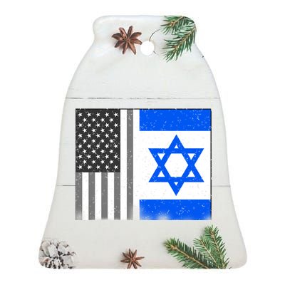 Israeli American Flag Pride Israel USA Ceramic Bell Ornament