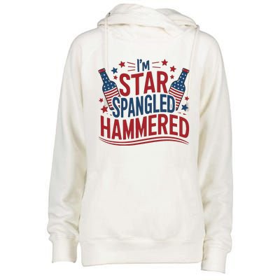 IM Star Spangled Hammered Funny 4th Of July Womens Funnel Neck Pullover Hood