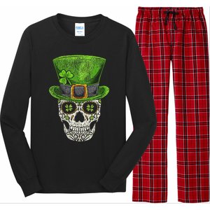 Irish Skull St Patricks Day Funny shamrock Long Sleeve Pajama Set