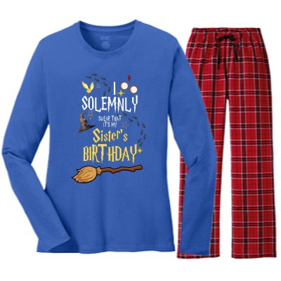 I Solemnly Swear That It's My Sister's Birthday Women's Long Sleeve Flannel Pajama Set 