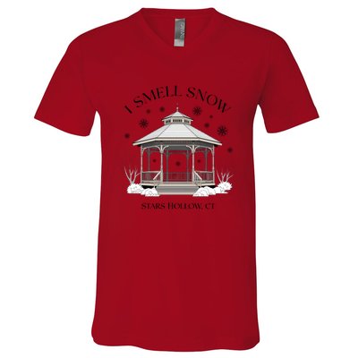 I Smell Snow Stars Hollow Christmas Holiday Xmas V-Neck T-Shirt