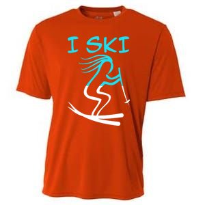 I Ski Snow Winter College High School Id Rather Be Skiing Cool Gift Cooling Performance Crew T-Shirt