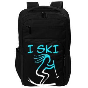 I Ski Snow Winter College High School Id Rather Be Skiing Cool Gift Impact Tech Backpack