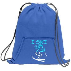 I Ski Snow Winter College High School Id Rather Be Skiing Cool Gift Sweatshirt Cinch Pack Bag