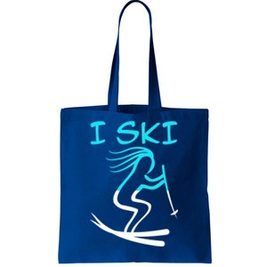 I Ski Snow Winter College High School Id Rather Be Skiing Cool Gift Tote Bag