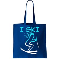 I Ski Snow Winter College High School Id Rather Be Skiing Cool Gift Tote Bag