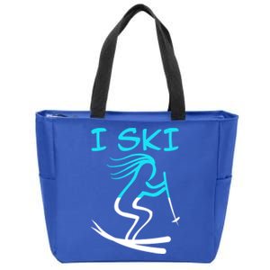 I Ski Snow Winter College High School Id Rather Be Skiing Cool Gift Zip Tote Bag