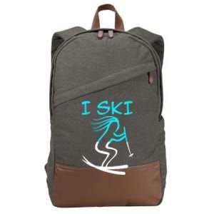 I Ski Snow Winter College High School Id Rather Be Skiing Cool Gift Cotton Canvas Backpack