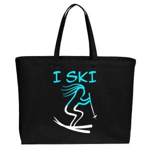 I Ski Snow Winter College High School Id Rather Be Skiing Cool Gift Cotton Canvas Jumbo Tote