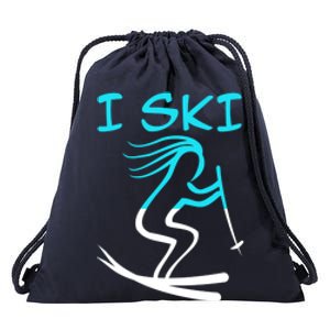 I Ski Snow Winter College High School Id Rather Be Skiing Cool Gift Drawstring Bag