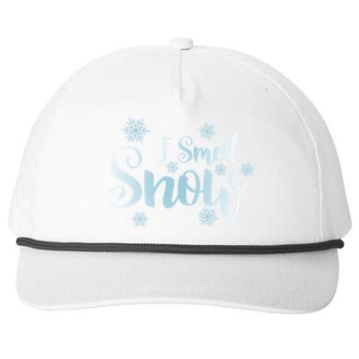 I Smell Snow Cute Snowflakes Snowy Winter Holiday Christmas Gift Snapback Five-Panel Rope Hat