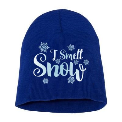 I Smell Snow Cute Snowflakes Snowy Winter Holiday Christmas Gift Short Acrylic Beanie