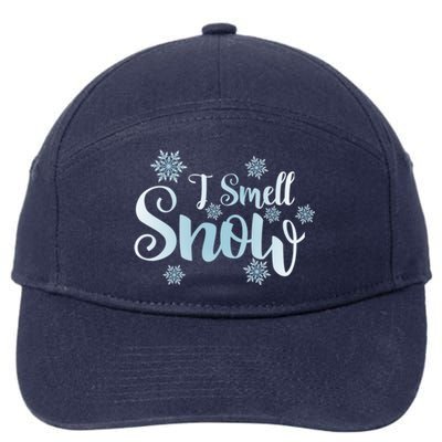 I Smell Snow Cute Snowflakes Snowy Winter Holiday Christmas Gift 7-Panel Snapback Hat