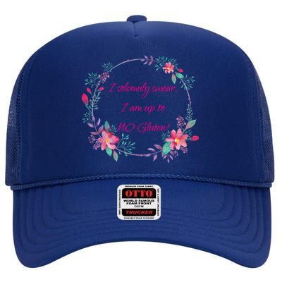 I Solemnly Swear I Am Up To No Gluten! Celiac Disease Gift High Crown Mesh Back Trucker Hat