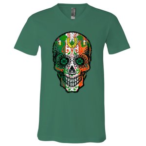 Irish Skull St Patricks Day V-Neck T-Shirt