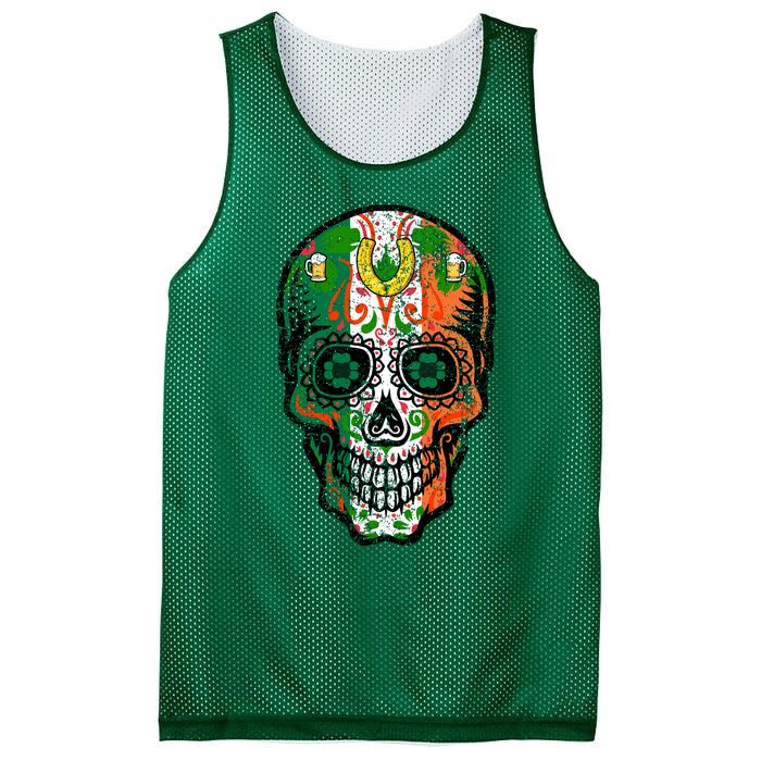 Irish Skull St Patricks Day Mesh Reversible Basketball Jersey Tank