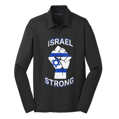 Israel Strong Support Stand With Israel Love Jewish Pride Silk Touch Performance Long Sleeve Polo