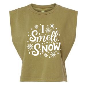 I Smell Snow Funny Christmas Time Winter Weather Snowflakes Gift Garment-Dyed Women's Muscle Tee