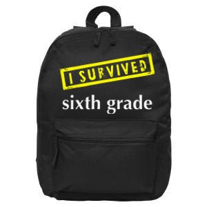 I Survived Sixth Grade Graduation Teacher Present 16 in Basic Backpack