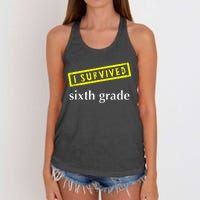 I Survived Sixth Grade Graduation Teacher Present Women's Knotted Racerback Tank