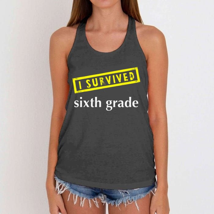 I Survived Sixth Grade Graduation Teacher Present Women's Knotted Racerback Tank