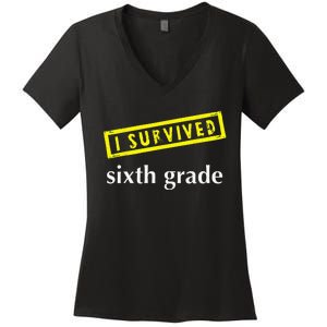 I Survived Sixth Grade Graduation Teacher Present Women's V-Neck T-Shirt