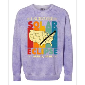 I Survived Solar Eclipse April 8 2024 Colorblast Crewneck Sweatshirt