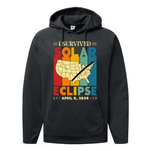 I Survived Solar Eclipse April 8 2024 Performance Fleece Hoodie