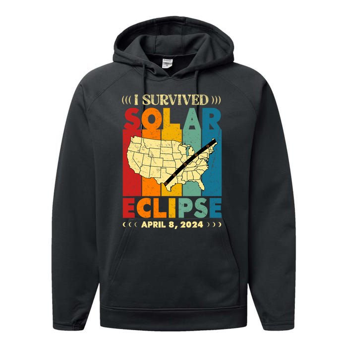 I Survived Solar Eclipse April 8 2024 Performance Fleece Hoodie