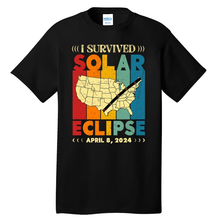 I Survived Solar Eclipse April 8 2024 Tall T-Shirt