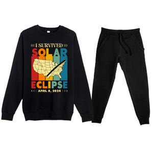 I Survived Solar Eclipse April 8 2024 Premium Crewneck Sweatsuit Set