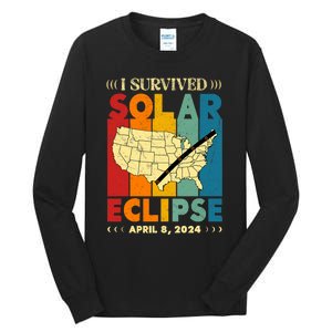 I Survived Solar Eclipse April 8 2024 Tall Long Sleeve T-Shirt