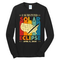 I Survived Solar Eclipse April 8 2024 Tall Long Sleeve T-Shirt