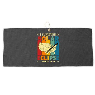 I Survived Solar Eclipse April 8 2024 Large Microfiber Waffle Golf Towel